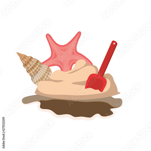shovel to play on the beach on white background