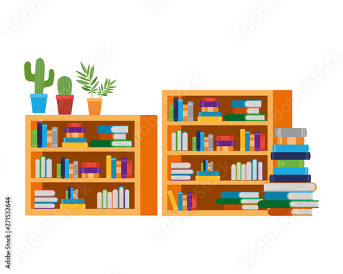 shelving with books in white background