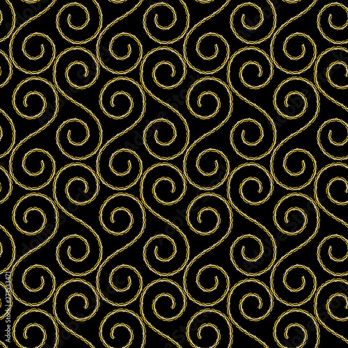 Geometric illustration in yellow and white. Vector illustration with corded swirls.