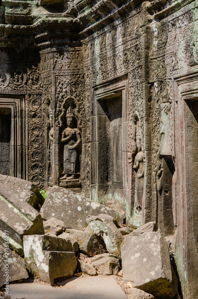 Apsara Decoration Detail of Ta Prohm Temple is The One Attractive Temple In Angkor Thom Area at Siem Reap Province, Cambodia. Apsara Decoration Detail of Ta Prohm Temple is The One Attractive Temple In Angkor Thom Area at Siem Reap Province, Cambodia.