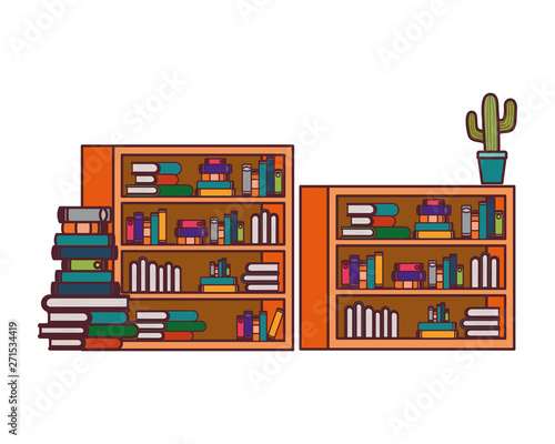 shelving with books in white background