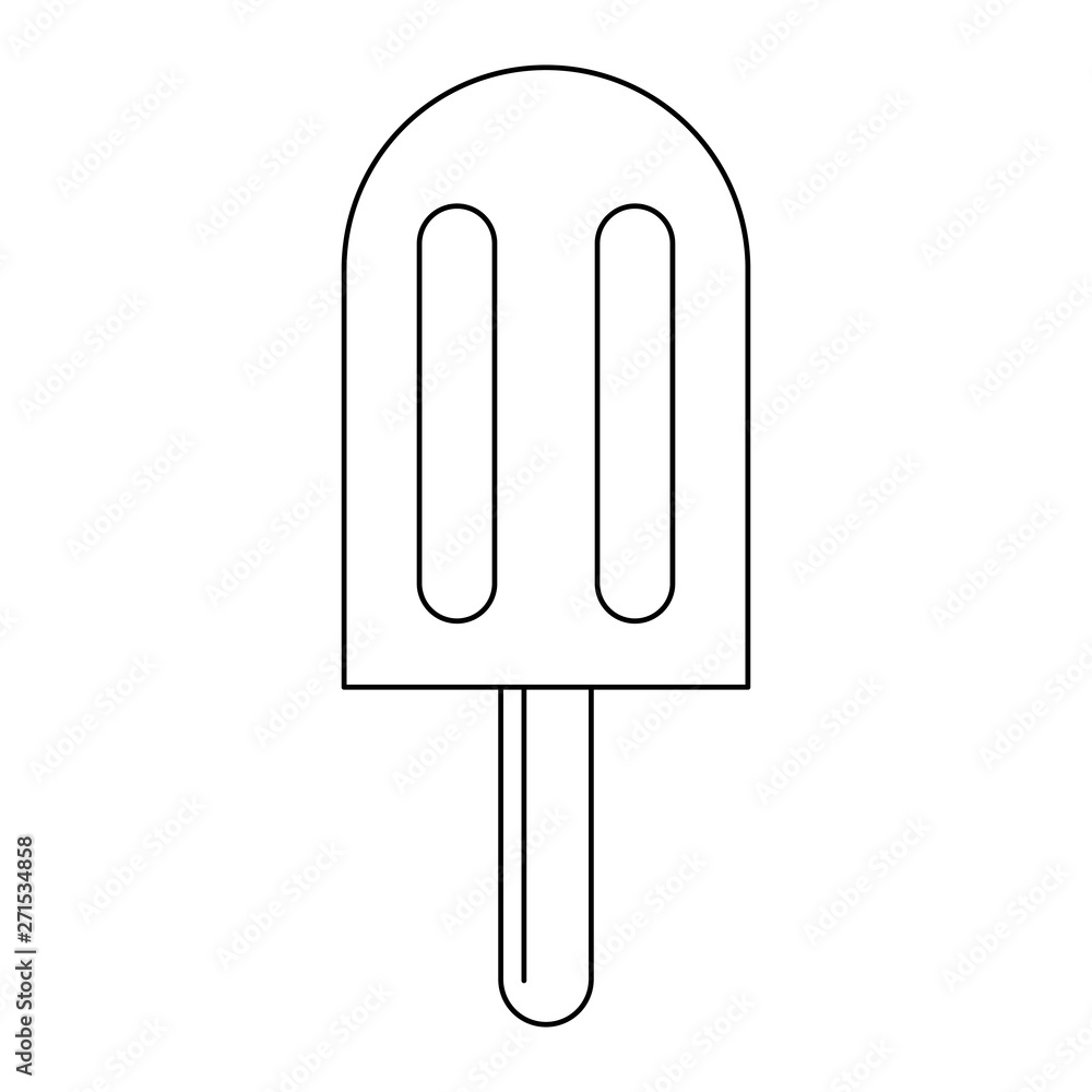 Popsicle ice cream fronzen isolated cartoon in black and white Popsicle ice cream fronzen isolated cartoon in black and white