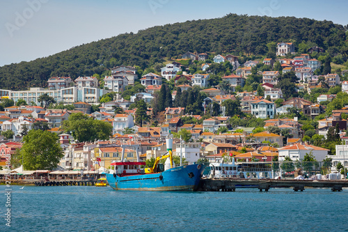 Fototapeta Naklejka Na Ścianę i Meble -  Ship on the pier. Heybeliada, Princes' Islands (Adalar) in the Sea of Marmara. Istanbul.