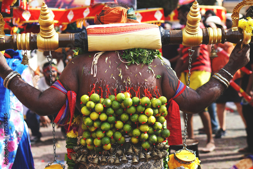 Pilgrim on his way to the Batu Caves in Malaysia during Thaipusam photo