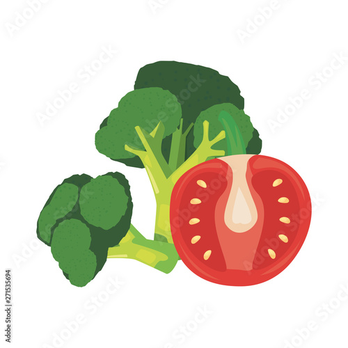 broccoli tomato fresh food icon vector ilustrate