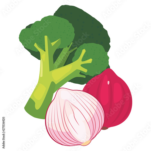 garlic red onion broccoli icon vector ilustrate