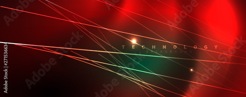 Vector neon light lines concept, abstract background