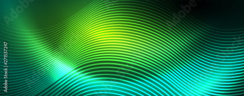Shiny neon lines template - northern lights glowing blur lines. Futuristic style glow neon 80s disco club or night party techno template