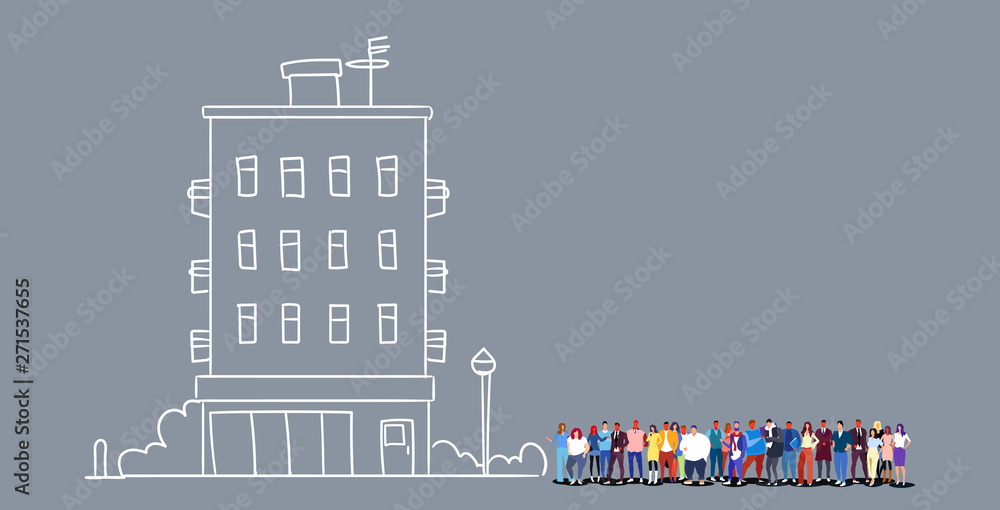 group of businesspeople people standing together near office building exterior men women business people meeting outdoor full length sketch doodle horizontal