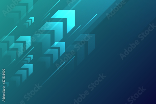 Up arrows on dark blue abstract background illustration vector for business and finance, copy space composition, growth concept.