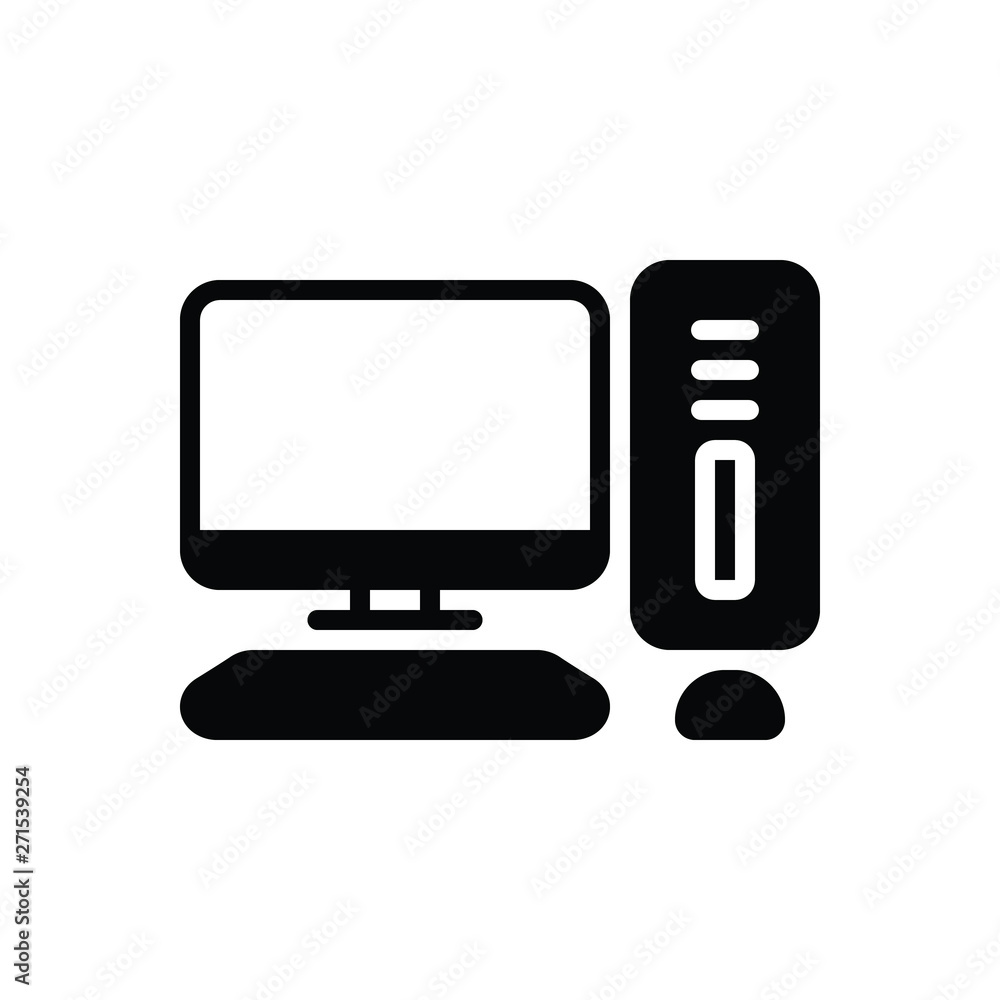 Black solid icon for computer pc Black solid icon for computer pc