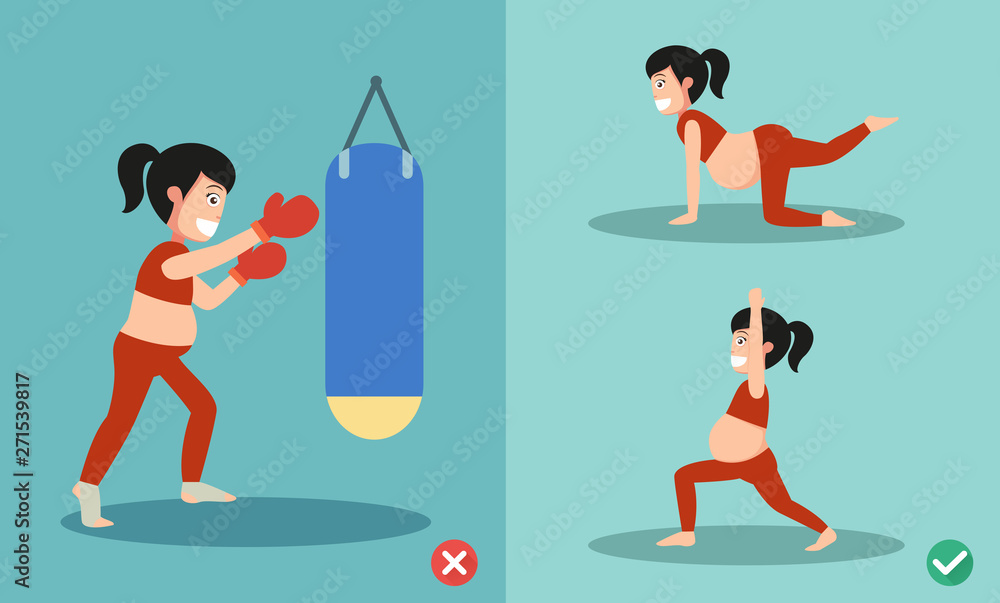 wrong and right yoga pregnant women healthcare posture,vector illustration