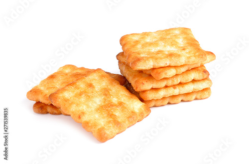 Dry cracker cookies isolated on a white background