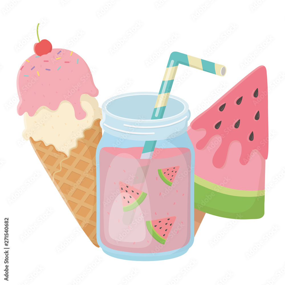 Summer and vacation icon set design Summer and vacation icon set design