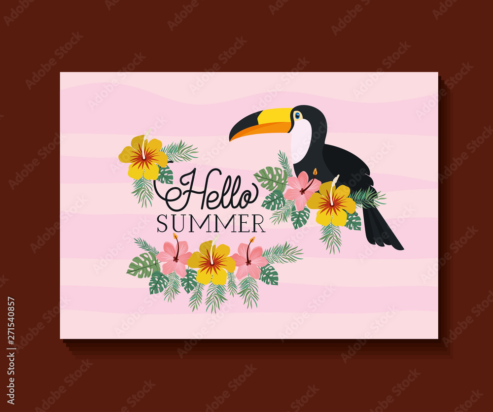 Naklejka premium Hello summer and vacation frame design