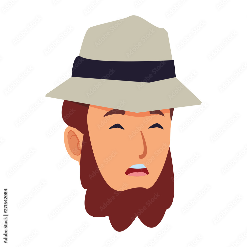 Woman with beard smiling with summer hat vector illustration