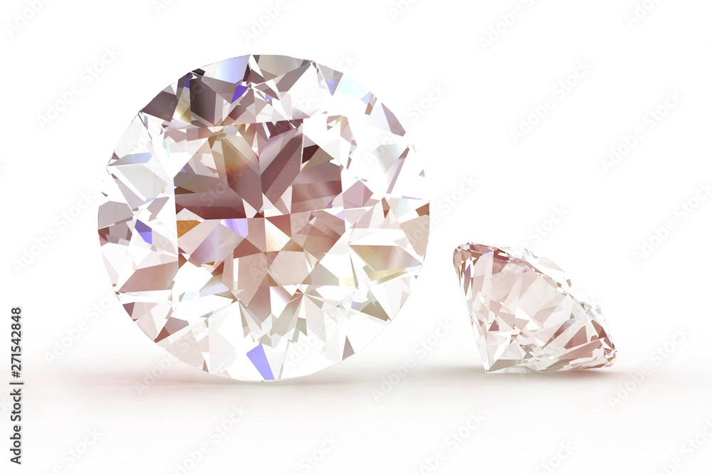 Fototapeta premium Shiny white diamond illustration .3D rendering.(high resolution 3D image)