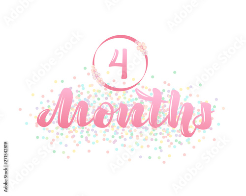 Vector illustration with a baby age markers - 4 months.