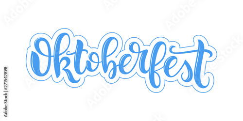 Oktoberfest lettering. Hand written Oktoberfest inscription. Isolated typography print. Vector illustration.