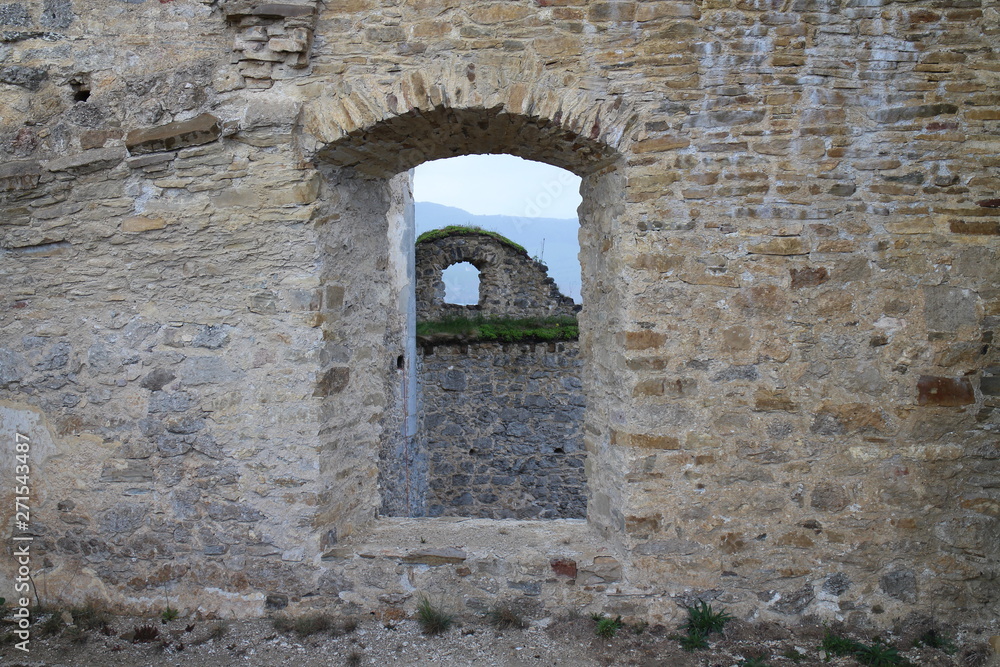 Window on  Lietava castle, Žilina district, Slovakia