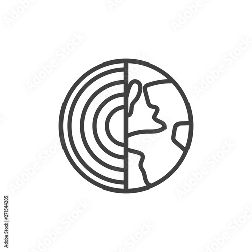 Earth structure line icon. linear style sign for mobile concept and web design. Earth core outline vector icon. Symbol, logo illustration. Vector graphics