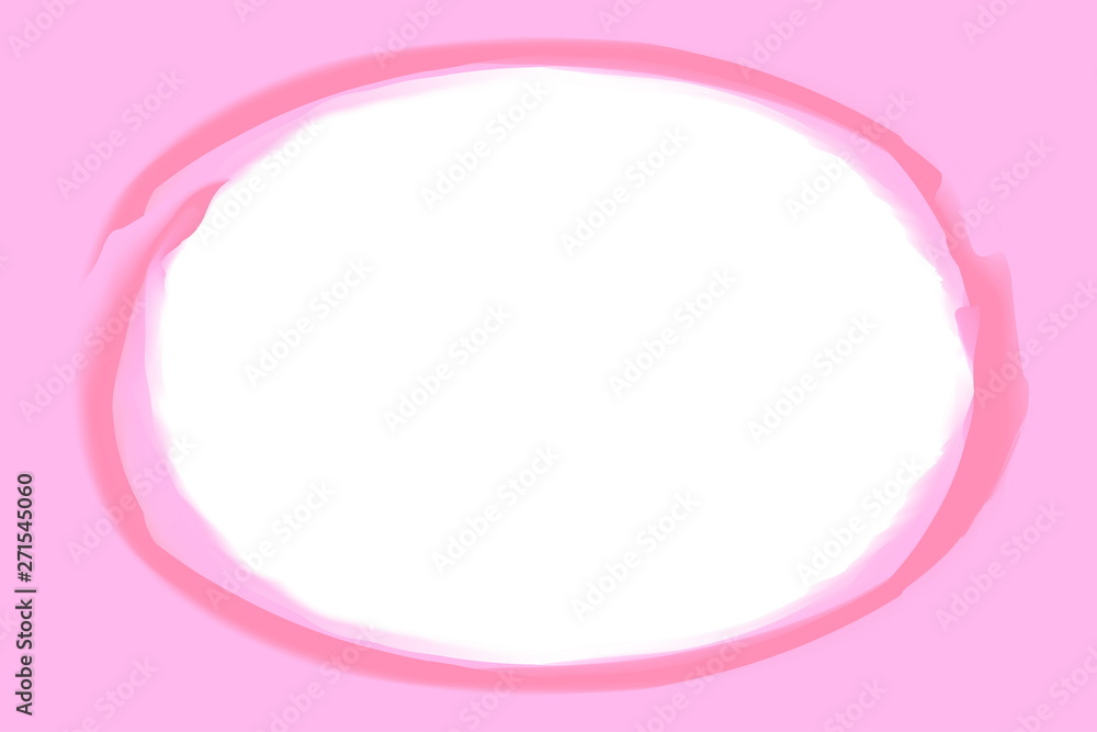 oval stroke art line pink colors on pink soft background and white copy space, oval line pink water color art style for banner blank frame pastel colors, empty pink oval and frame watercolor style