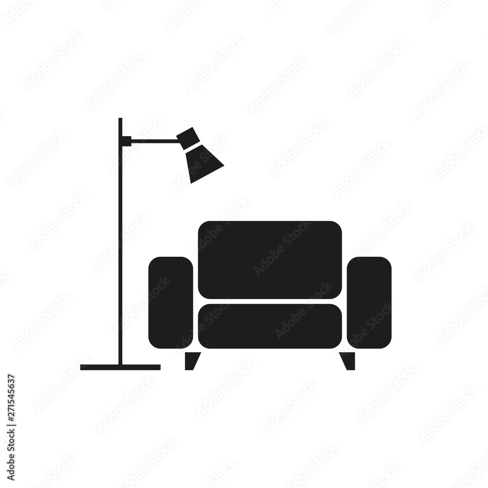 Chair and floor lamp icon. Simple vector illustration Chair and floor lamp icon. Simple vector illustration