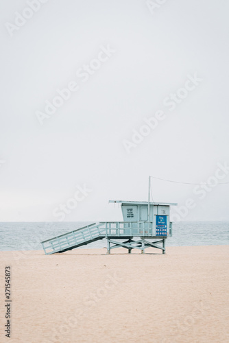 Lifeguard stand on the beach in Santa Monica  Los Angeles  California
