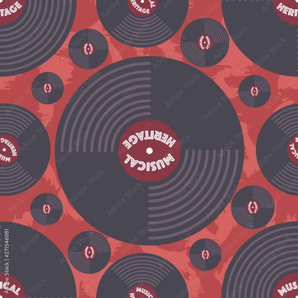 Obraz premium Seamless pattern with flat vynil disks.