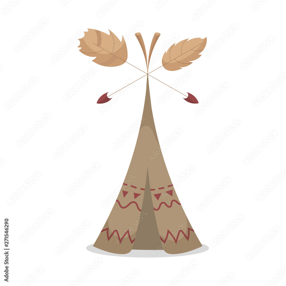 Isolated cartoon wickiup with arrows. Isolated cartoon wickiup with arrows.