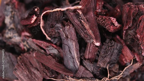 top view herb medicine Zicao or Arnebiae Radix or Redroot Gromwell rotating and pause