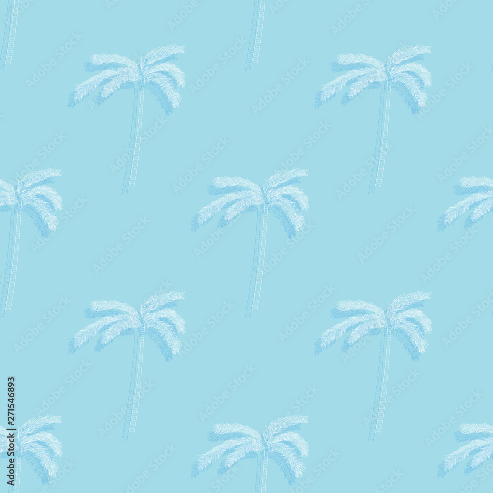 Draw palms pattern blue and white