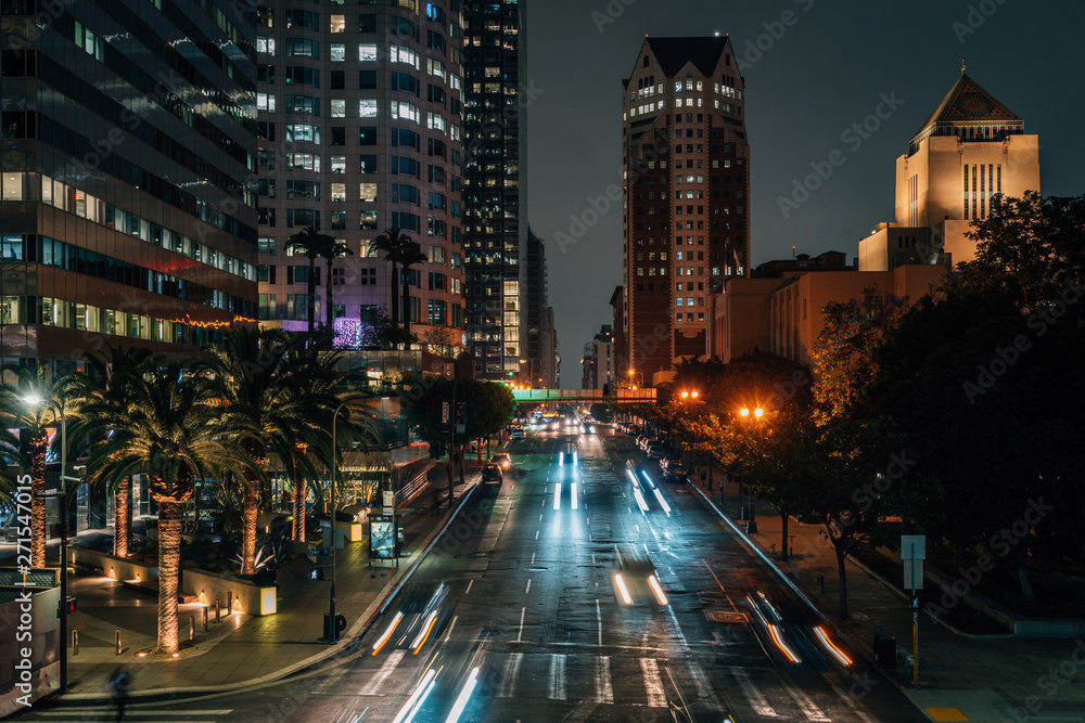 Night cityscape view of 5th street in downtown Los Angeles, California Stock Photo Adobe Stock Night cityscape view of 5th street in downtown Los Angeles, California Stock Photo Adobe Stock