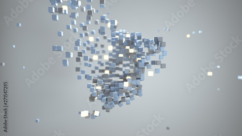 Matrix of cubes in space abstract 3D render