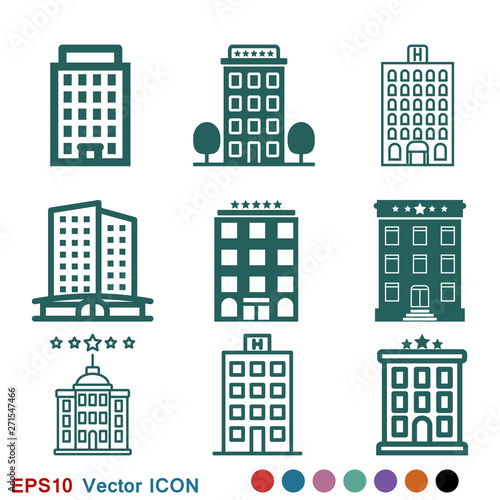 Hotel icon logo  illustration  vector sign symbol for design