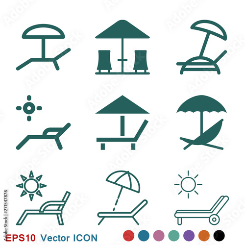 Chaise lounge icon logo, illustration, vector sign symbol for design
