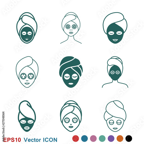 Facial mask icon logo, illustration, vector sign symbol for design photo