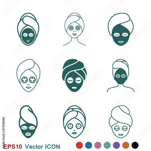 Facial mask icon logo, illustration, vector sign symbol for design