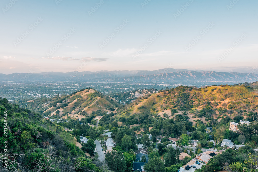 San Fernando Valley landscape view from Mulholland Drive, in Los Angeles, California