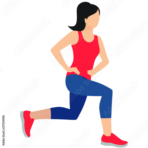 Sport exercises. Exercises with free weight. Classic Lunges. Illustration of an active lifestyle. Exercise for beautiful thighs and buttocks. Vector. - Vector