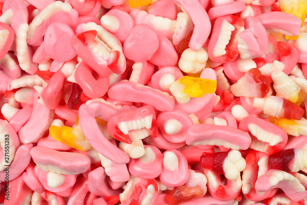Assorted gummy candies. Top view. Jelly sweets. Assorted gummy candies. Top view. Jelly sweets.