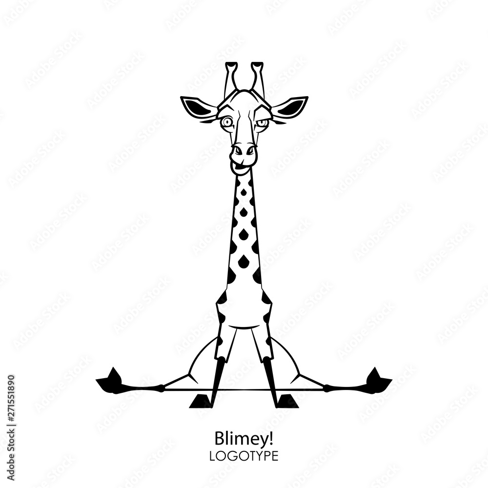 Cartoon character of an African south animal. Funny cool giraffe sitting in  emotions. Vector. A long spotted animal poses and grimaces. Conceptual.  Wow! Stock Vector | Adobe Stock