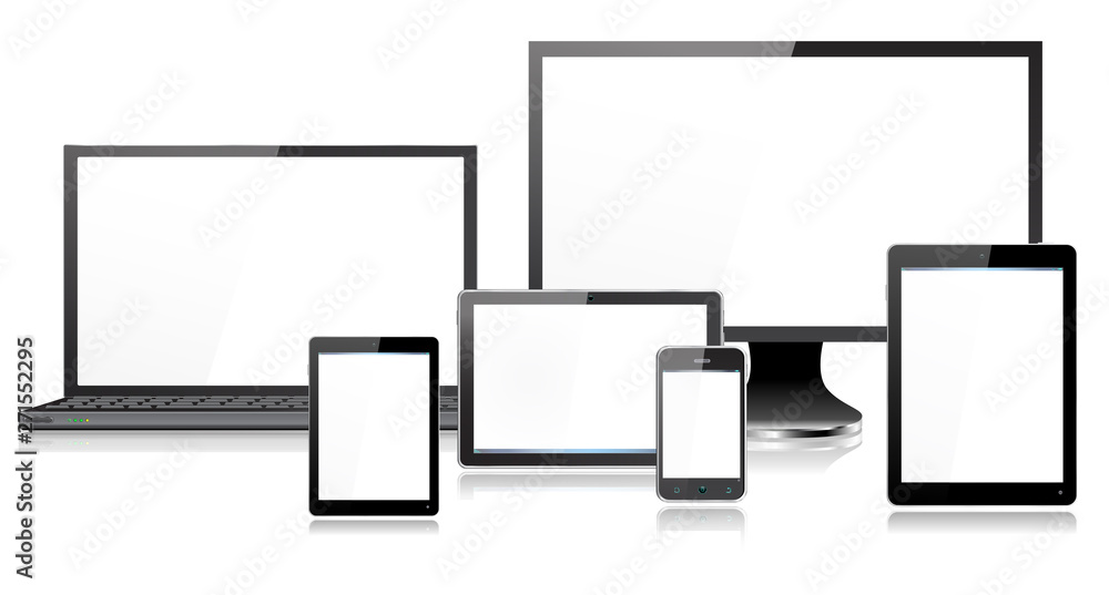 Realistic Mobile Computer Devices Laptop Monitor Screen Smartphone Tablet Mini Realistic Mobile Computer Devices Laptop Monitor Screen Smartphone Tablet Mini