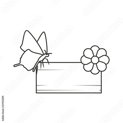 wooden label with flower and butterfly © djvstock