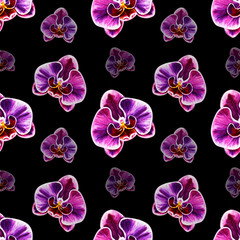 Wandcirkels Orchidee patronen Aquarel orchideeën botanisch patroon  © Diana