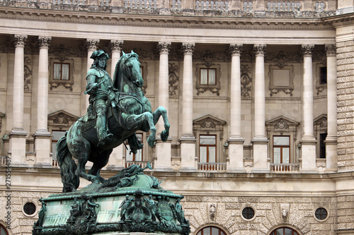 Canvas Print Statue of Prince Eugen in front of Hofburg Palace Heldenplatz in Vienna Austria