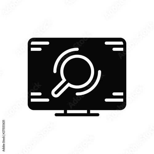 Black solid icon for search process 