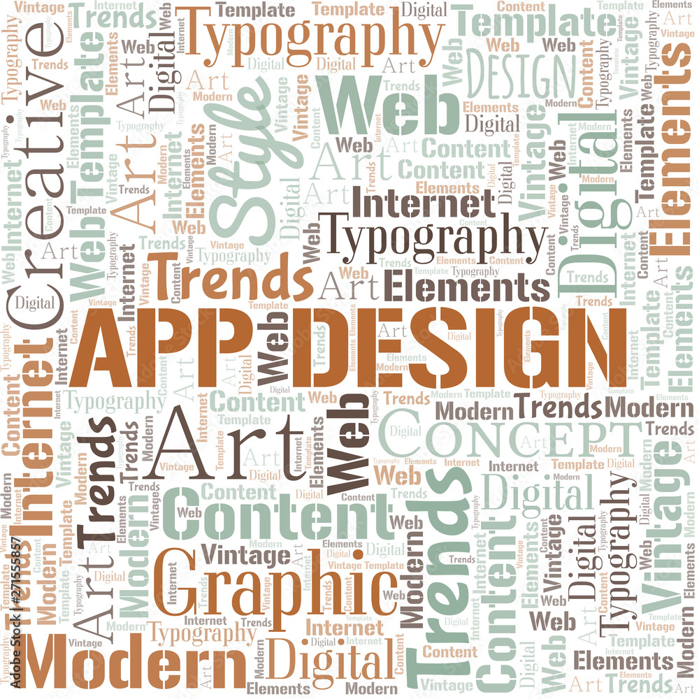 App Design word cloud. Wordcloud made with text only. App Design word cloud. Wordcloud made with text only.