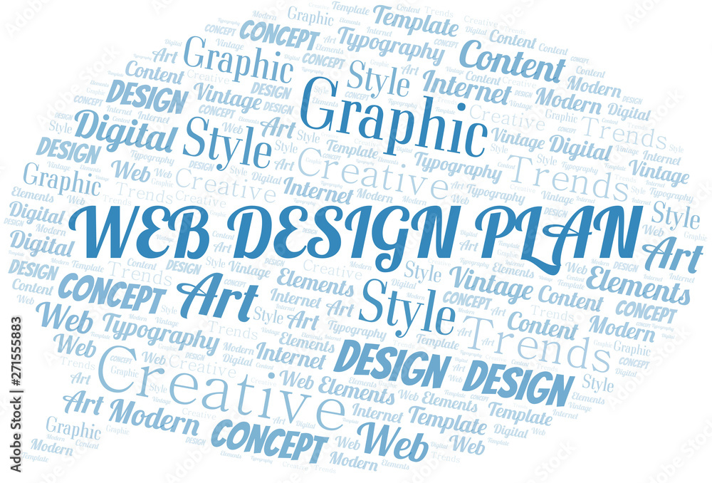 Web Design Plan word cloud. Wordcloud made with text only.