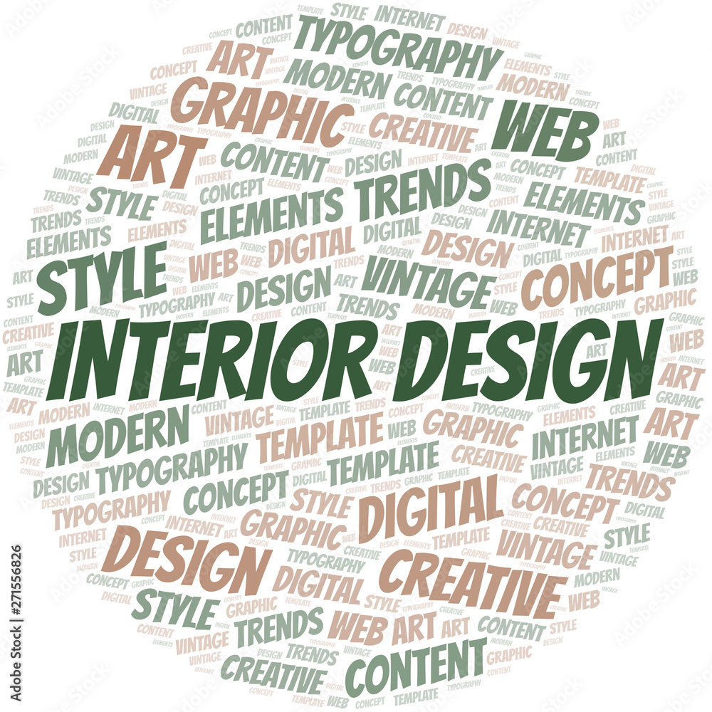Interior Design word cloud. Wordcloud made with text only.